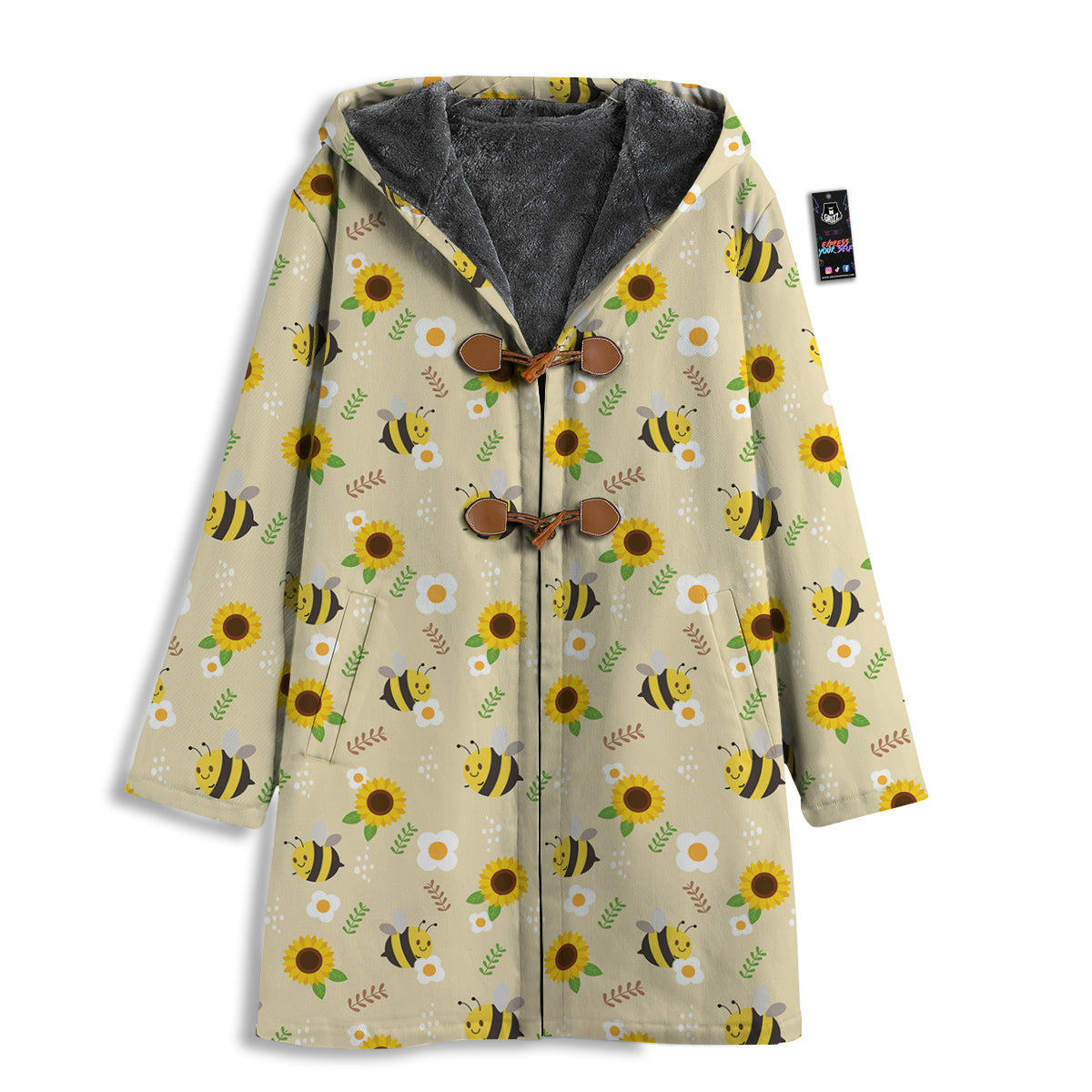 Bee Cute Cartoon Print Pattern Men's Windbreaker Jacket-grizzshop