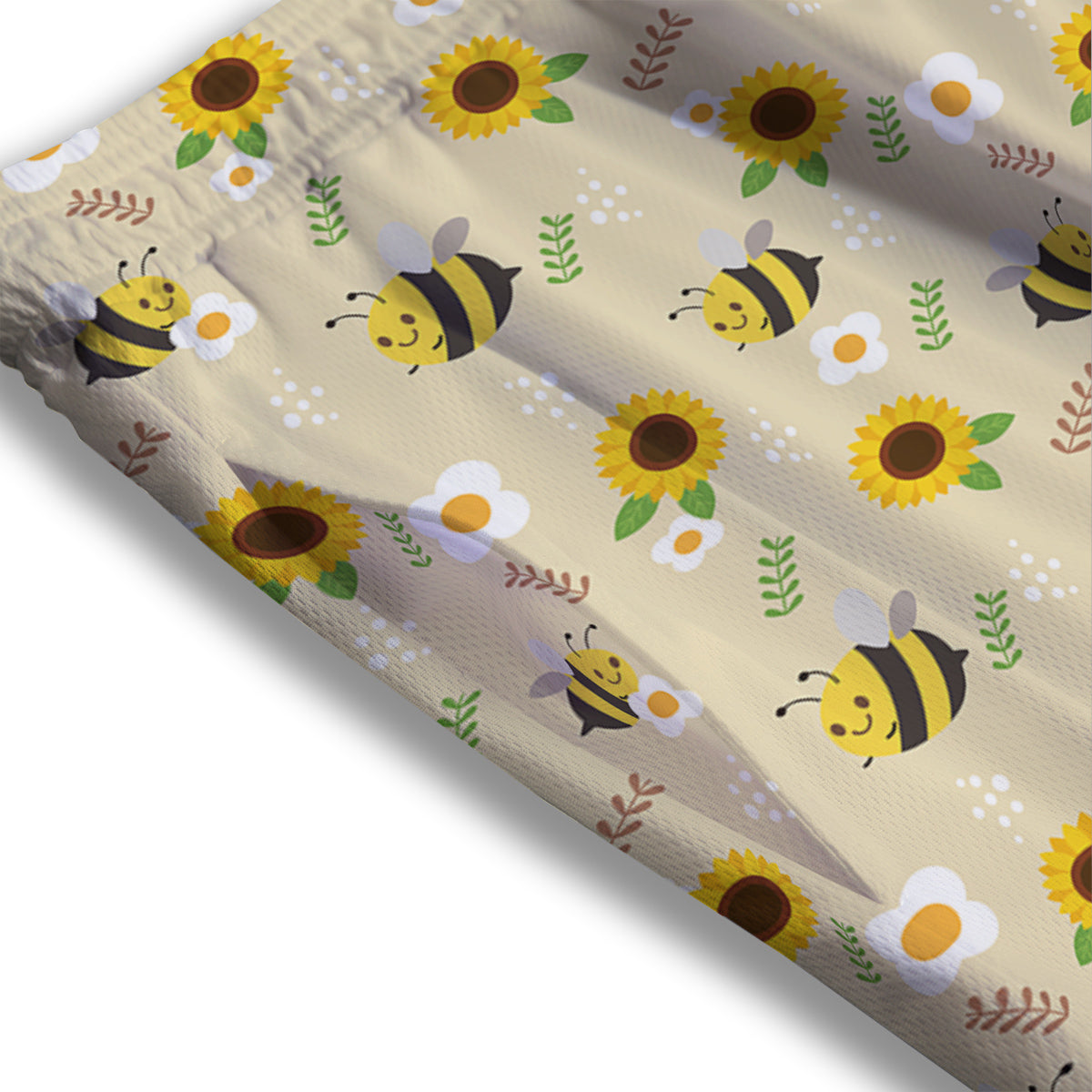 Bee Cute Cartoon Print Pattern Mesh Shorts
