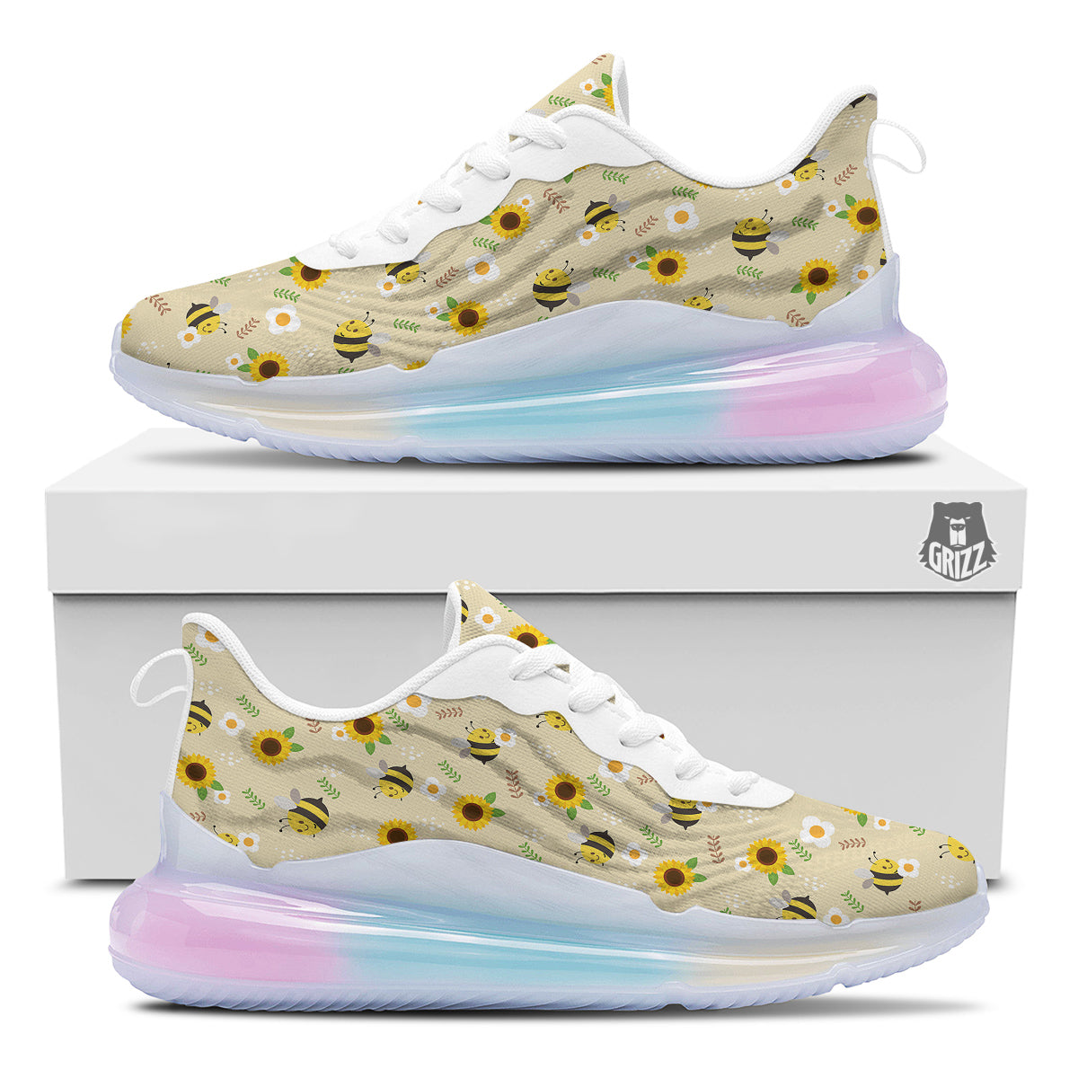 Bee Cute Cartoon Print Pattern Running Sneakers-grizzshop