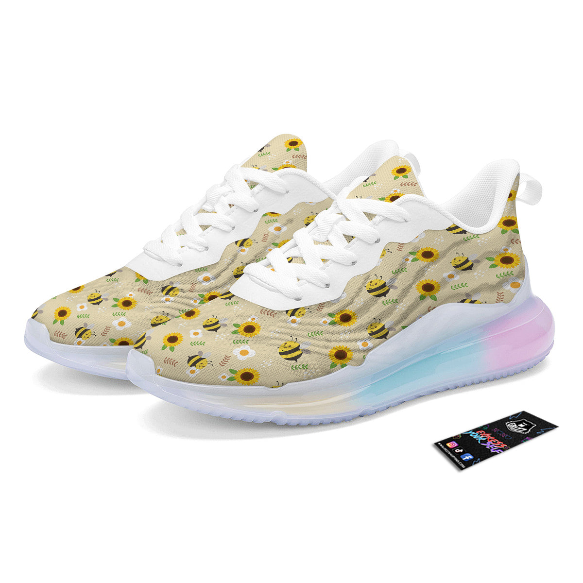 Bee Cute Cartoon Print Pattern Running Sneakers-grizzshop