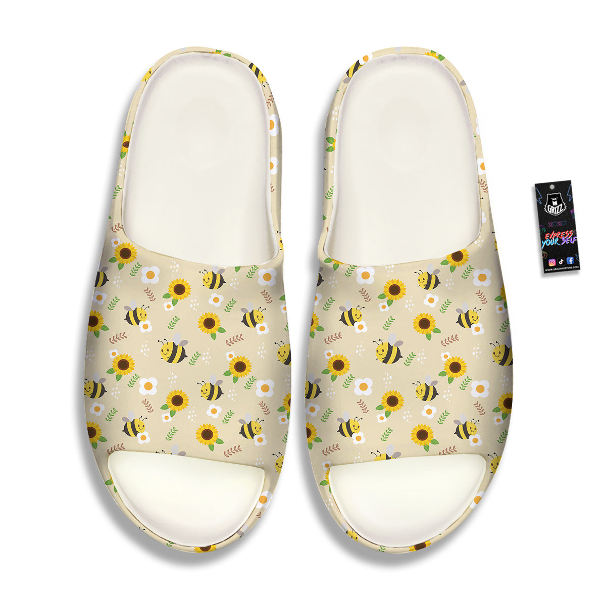 Bee Cute Cartoon Print Pattern Sandals-grizzshop
