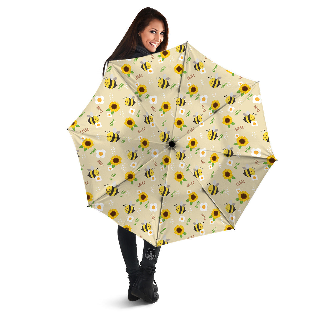 Bee Cute Cartoon Print Pattern Umbrella-grizzshop