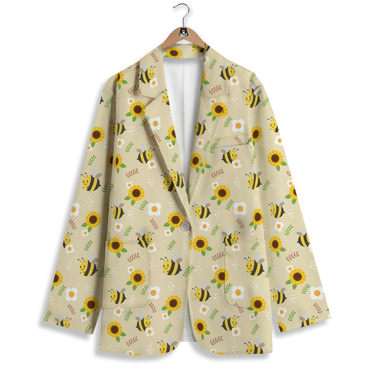 Bee Cute Cartoon Print Pattern Women's Blazer-grizzshop
