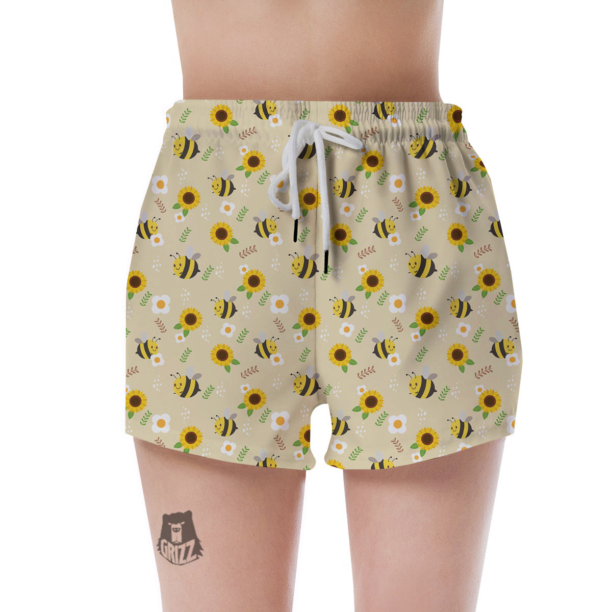 Bee Cute Cartoon Print Pattern Women's Shorts-grizzshop