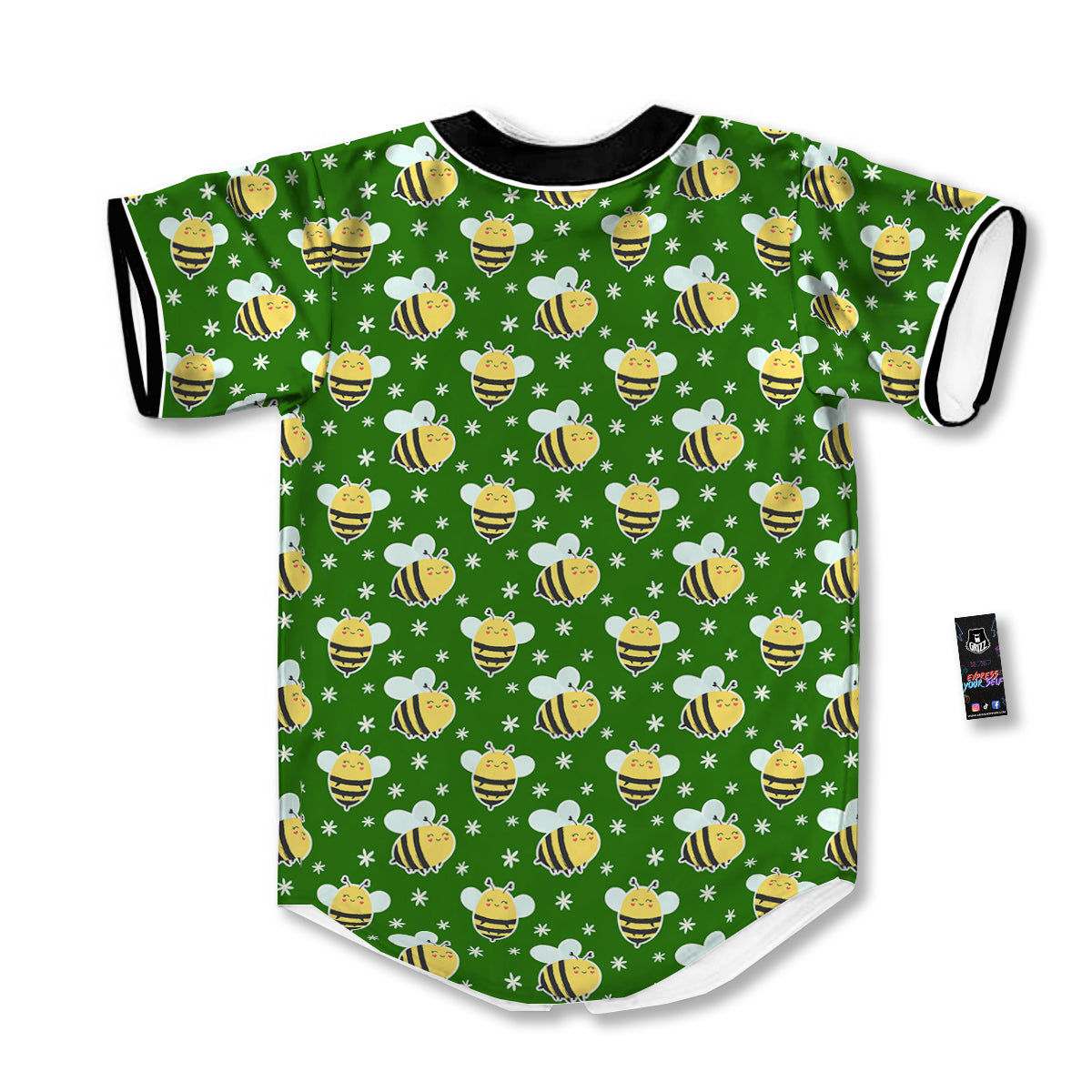 Bee Cute Honey Print Pattern Baseball Jersey-grizzshop