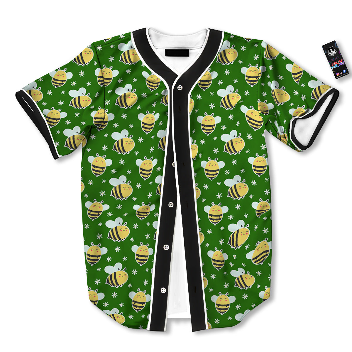 Bee Cute Honey Print Pattern Baseball Jersey-grizzshop