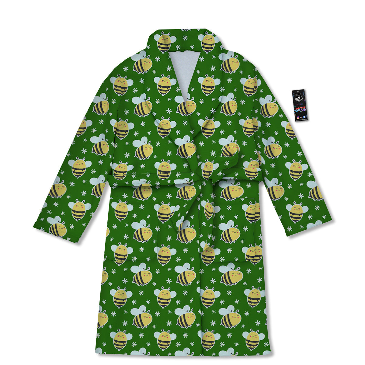 Bee Cute Honey Print Pattern Bathrobe-grizzshop