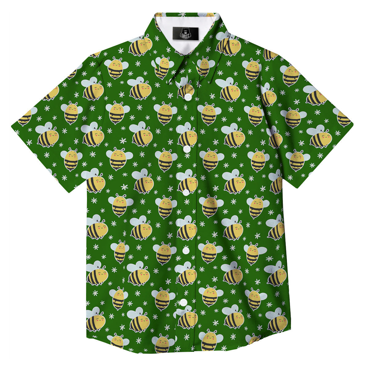 Bee Cute Honey Print Pattern Button Up Shirt-grizzshop