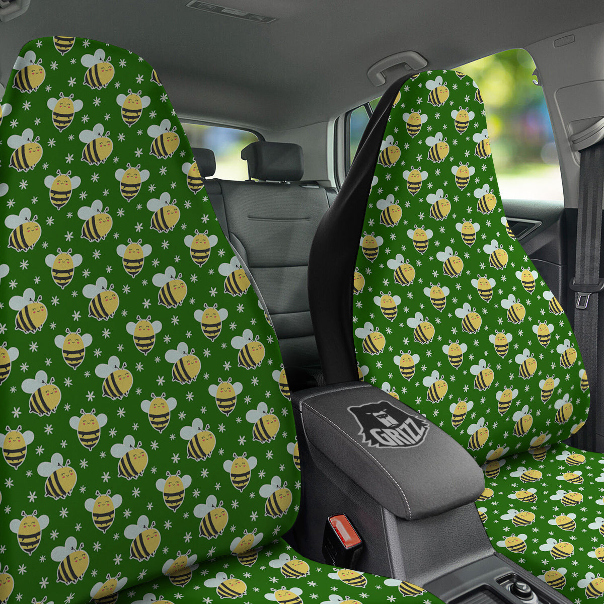 Bee Cute Honey Print Pattern Car Seat Covers-grizzshop