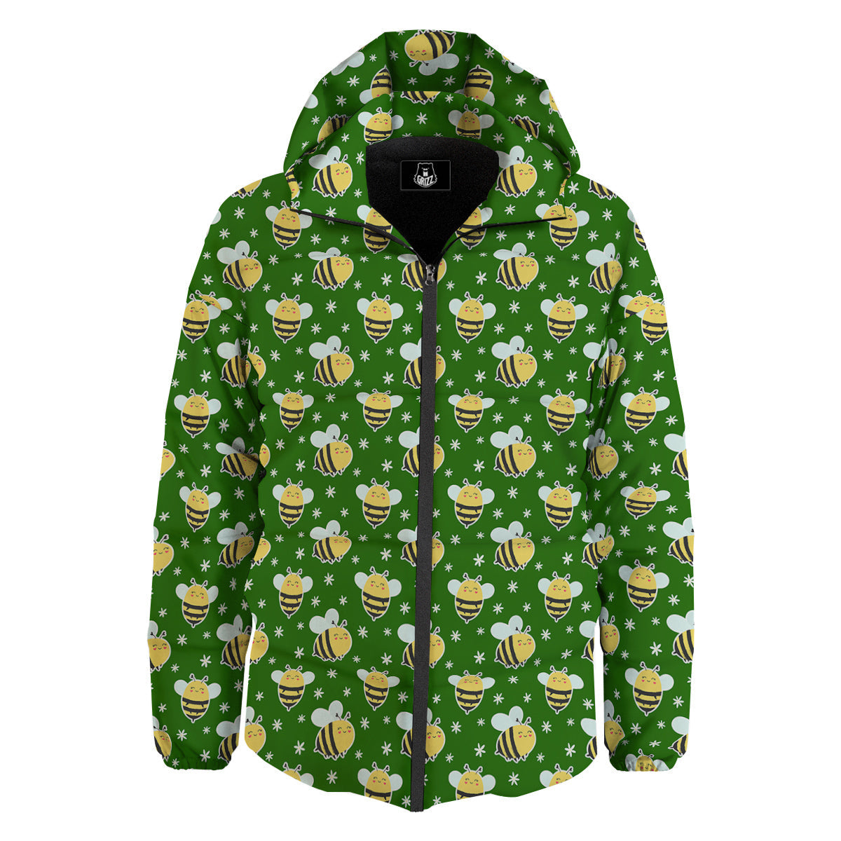 Bee Cute Honey Print Pattern Down Jacket-grizzshop