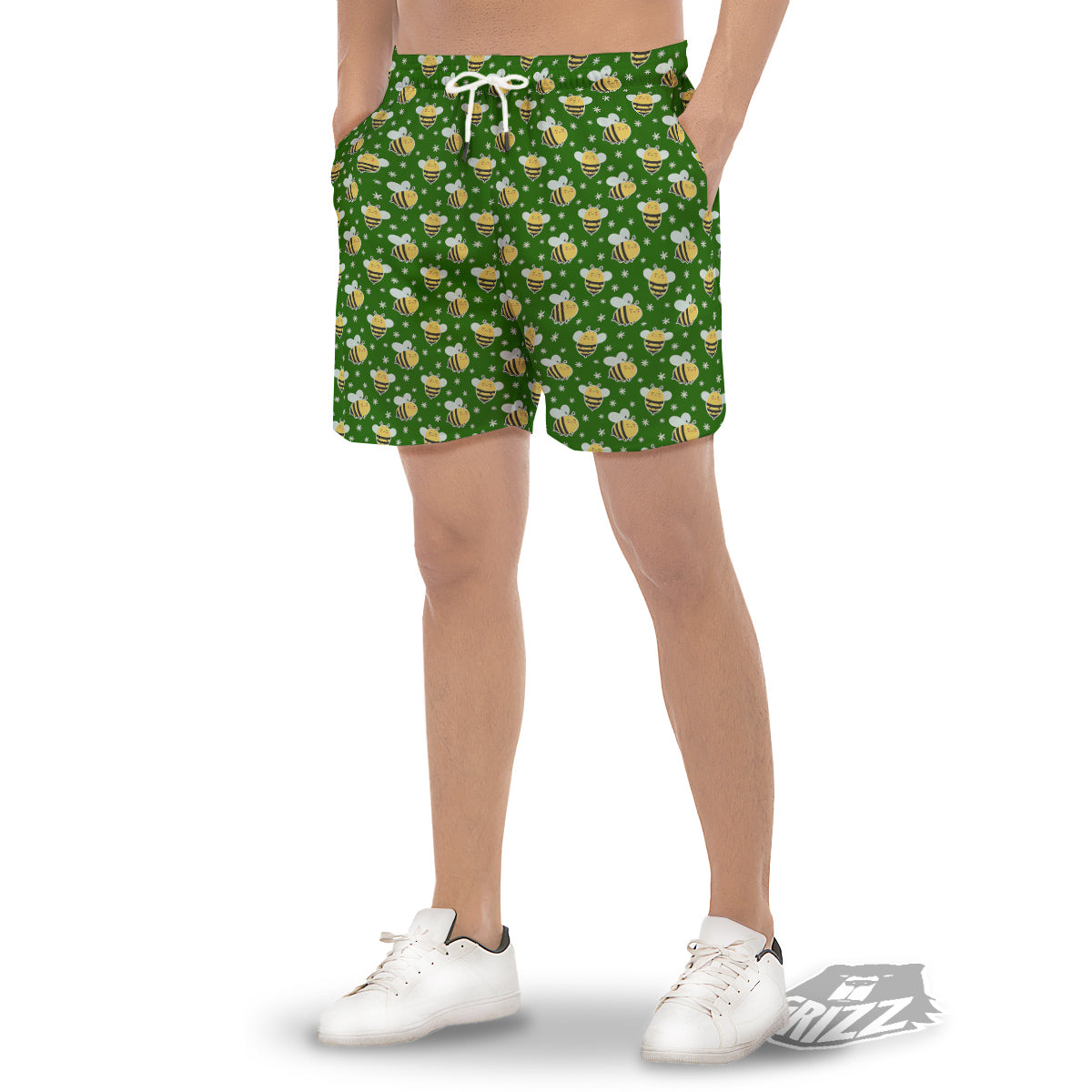 Bee Cute Honey Print Pattern Men's Gym Shorts-grizzshop