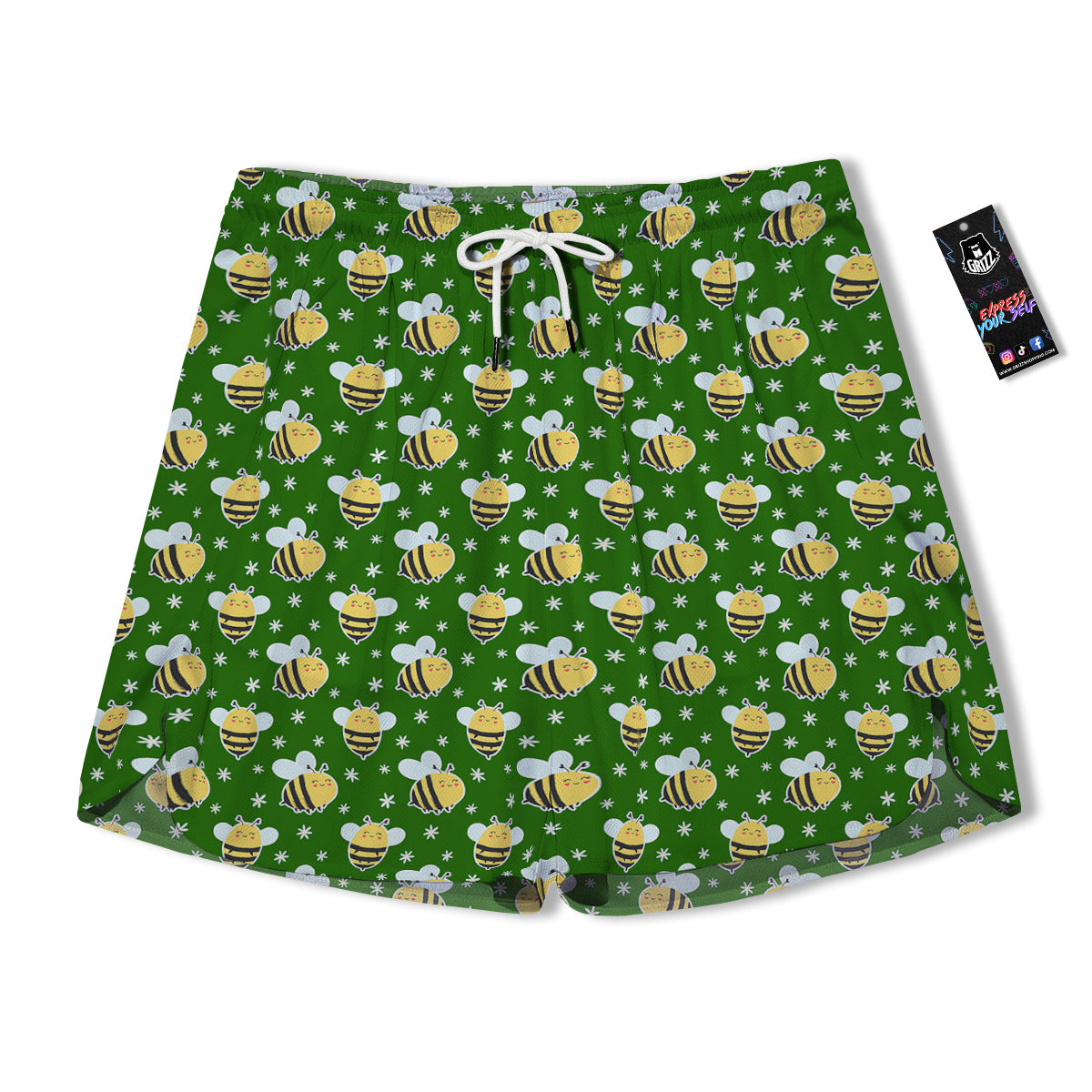 Bee Cute Honey Print Pattern Men's Running Shorts-grizzshop