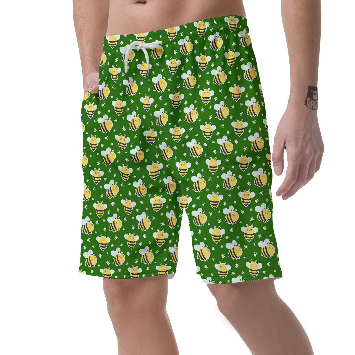 Bee Cute Honey Print Pattern Men's Shorts-grizzshop