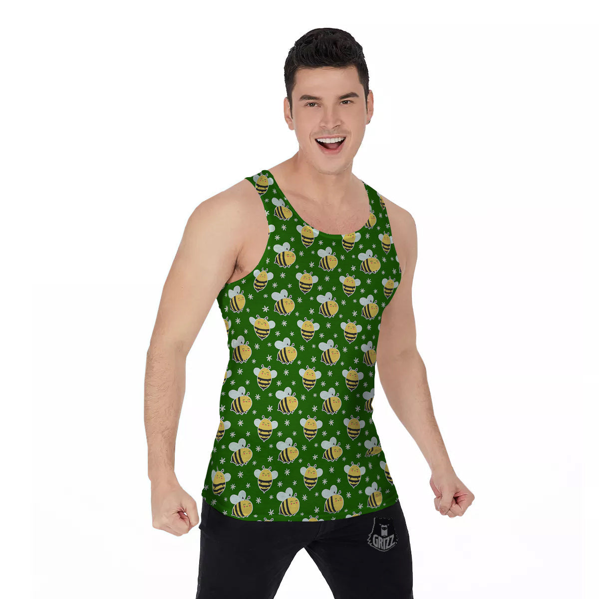 Bee Cute Honey Print Pattern Men's Tank Top-grizzshop