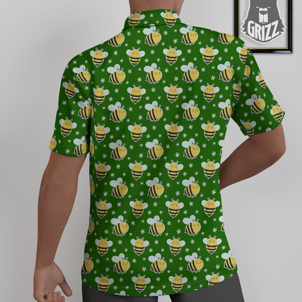 Bee Cute Honey Print Pattern Untucked Shirts-grizzshop