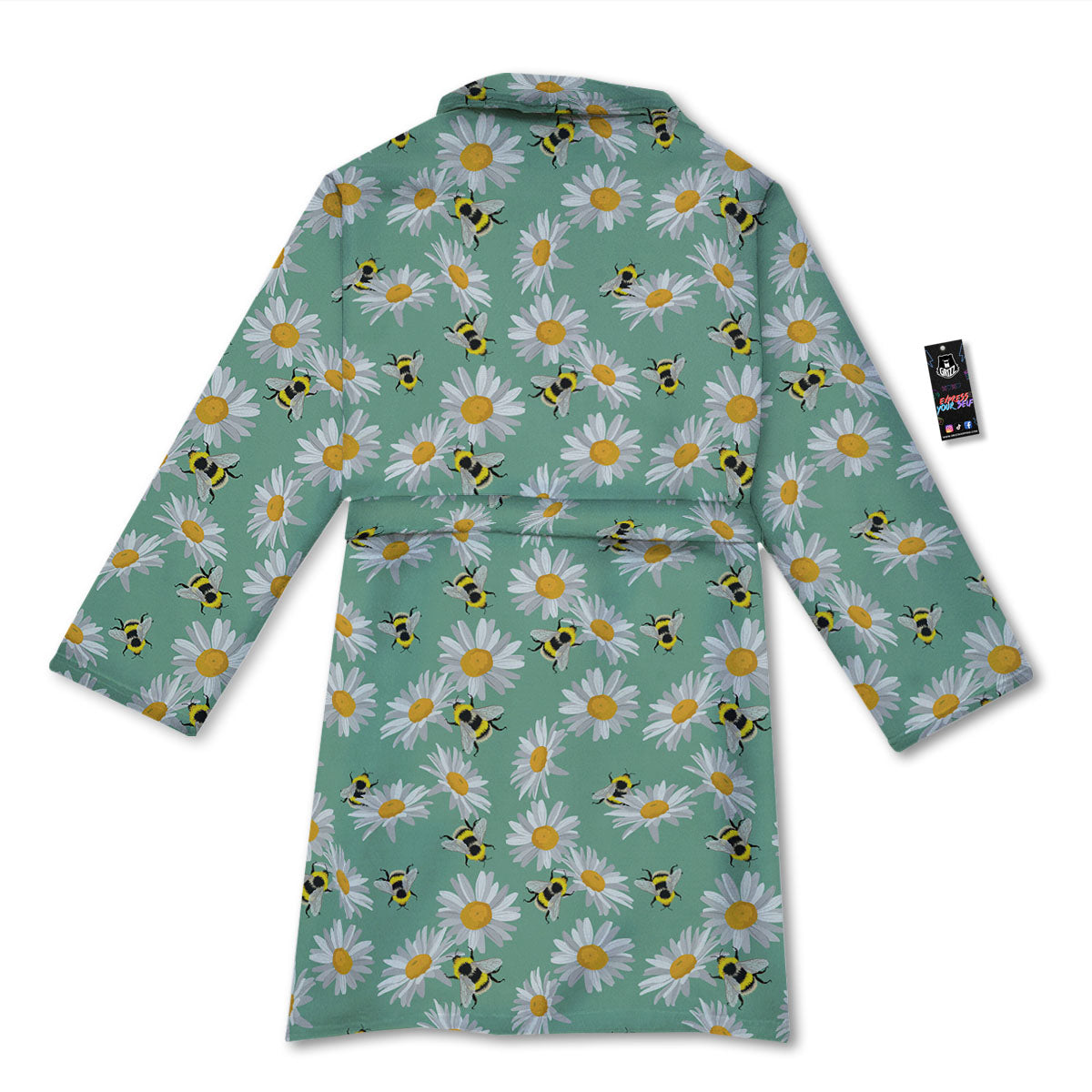 Bee Flower Print Pattern Bathrobe-grizzshop