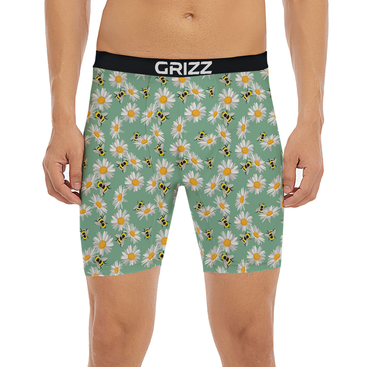 Bee Flower Print Pattern Boxer Briefs-grizzshop