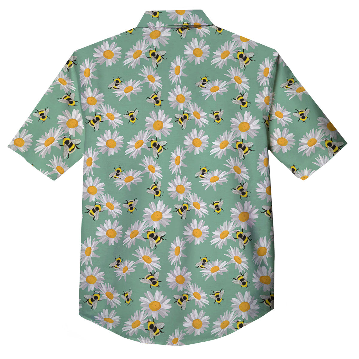 Bee Flower Print Pattern Button Up Shirt-grizzshop