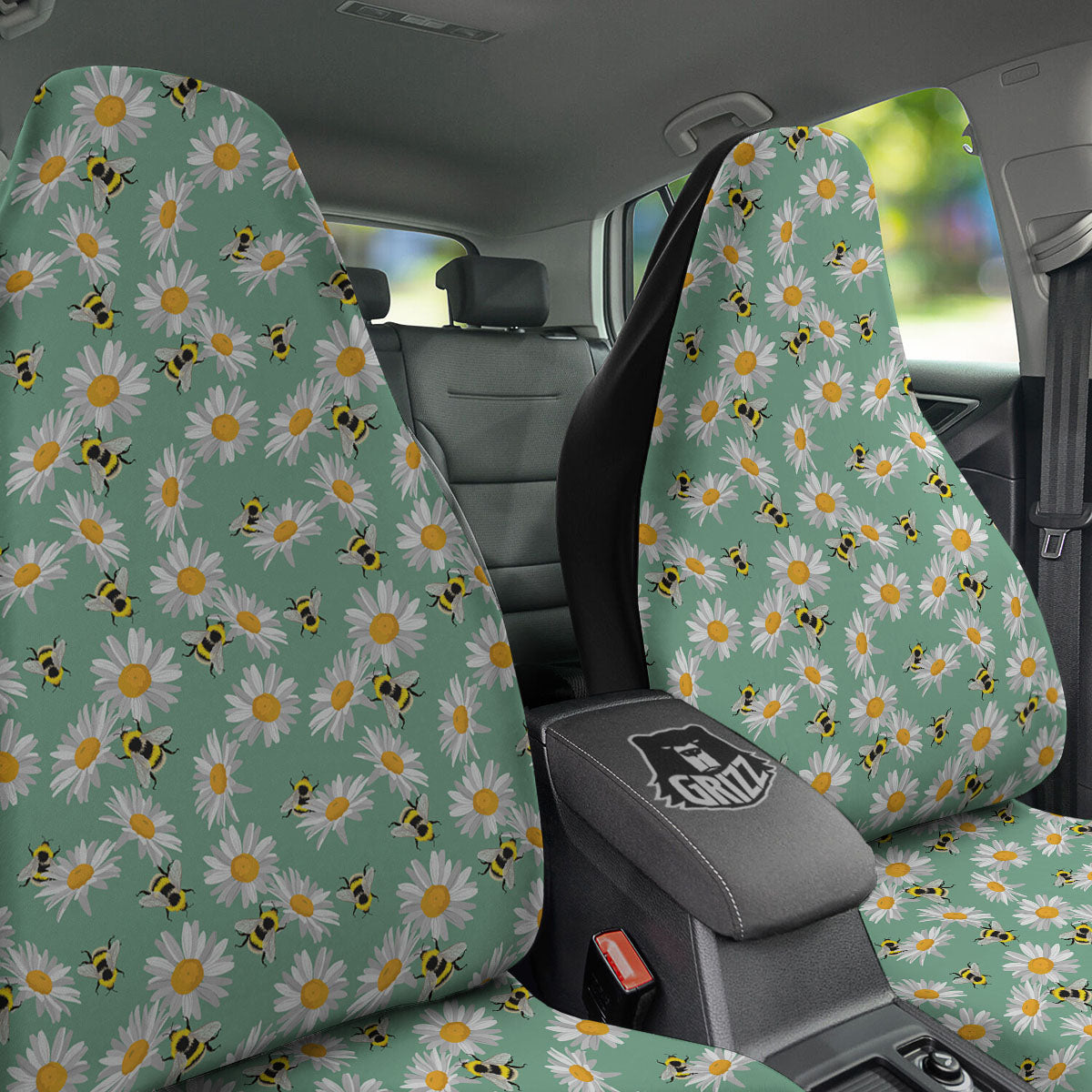 Bee Flower Print Pattern Car Seat Covers-grizzshop