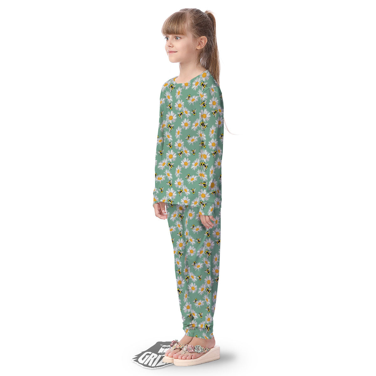 Bee Flower Print Pattern Kid's Pajamas-grizzshop