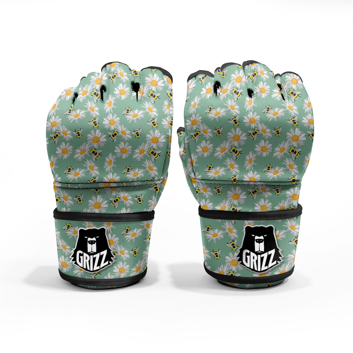 Bee Flower Print Pattern MMA Gloves-grizzshop