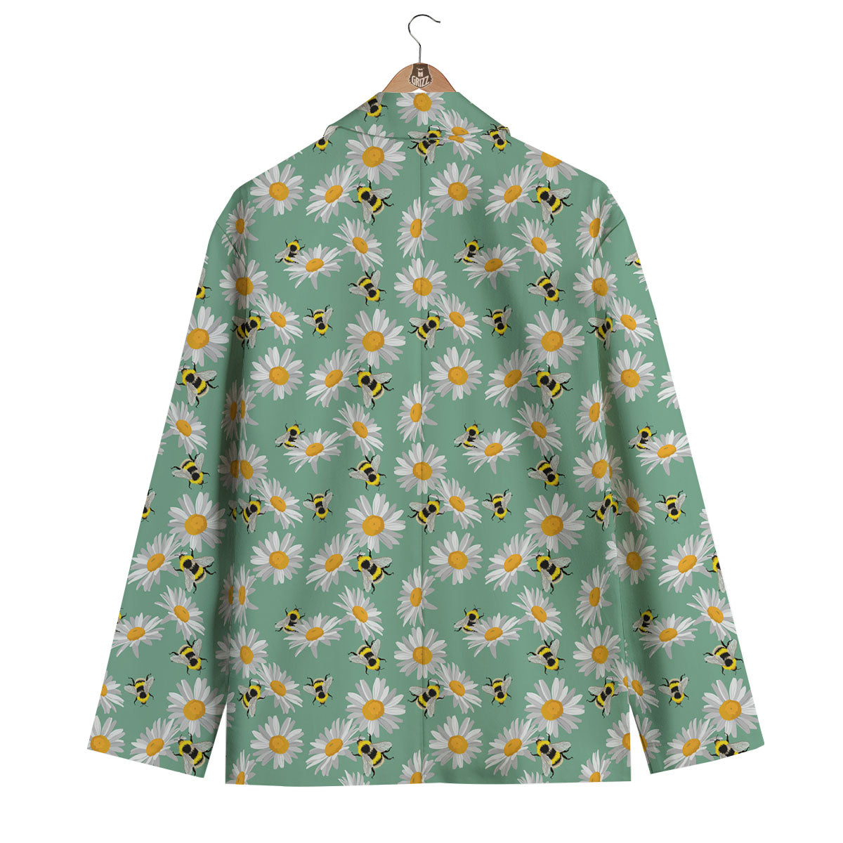 Bee Flower Print Pattern Men's Blazer-grizzshop