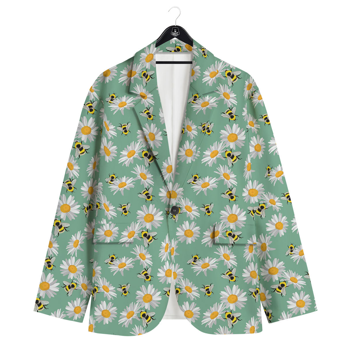Bee Flower Print Pattern Men's Sport Coat-grizzshop