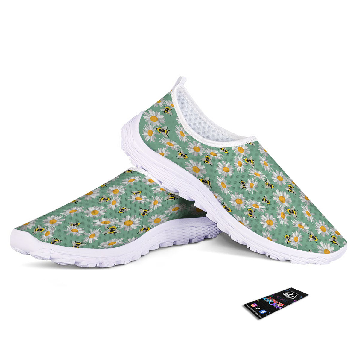 Bee Flower Print Pattern Nurse Shoes-grizzshop