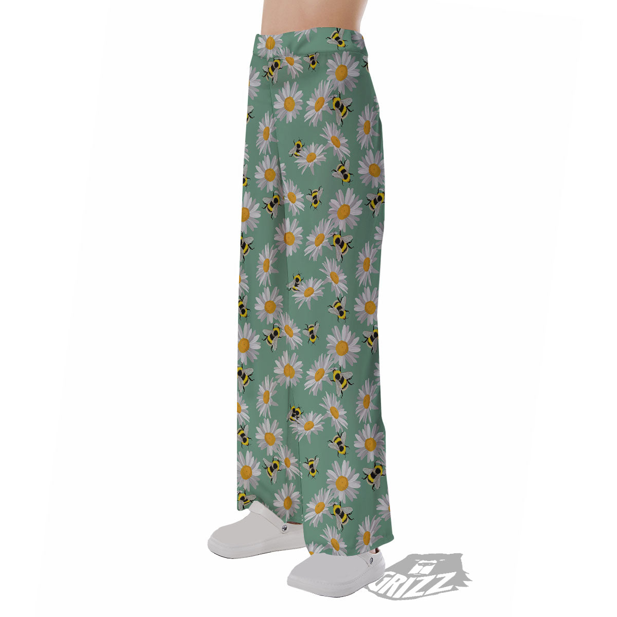 Bee Flower Print Pattern Pajama Pants-grizzshop