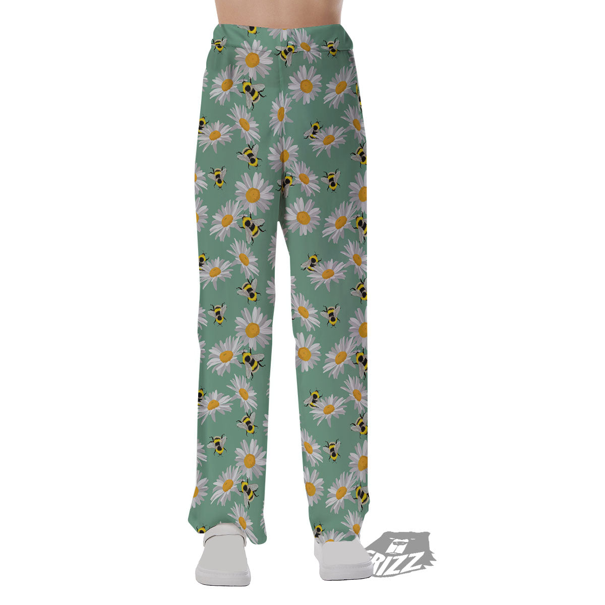 Bee Flower Print Pattern Pajama Pants-grizzshop