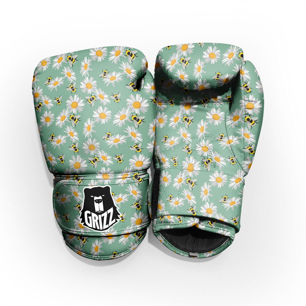Bee Flower Print Pattern Pro Boxing Glove