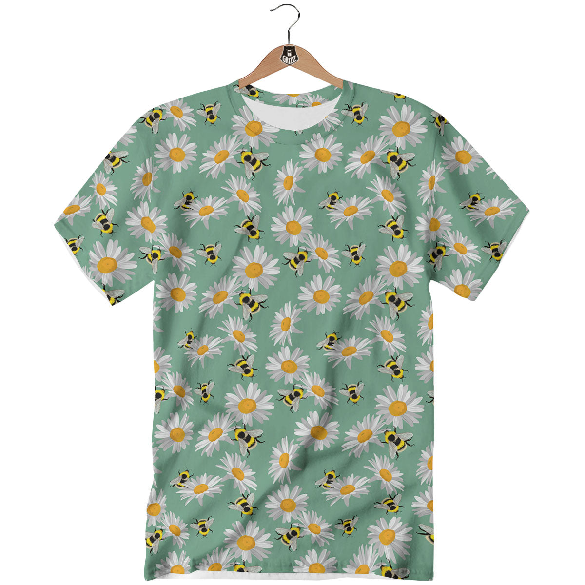 Bee Flower Print Pattern T-Shirt-grizzshop
