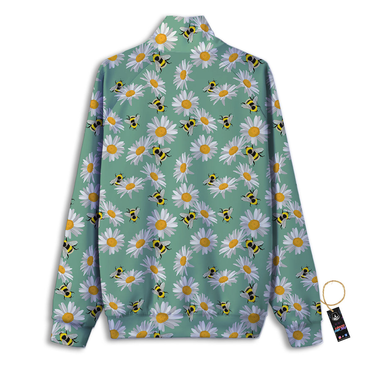 Bee Flower Print Pattern Track Jacket-grizzshop