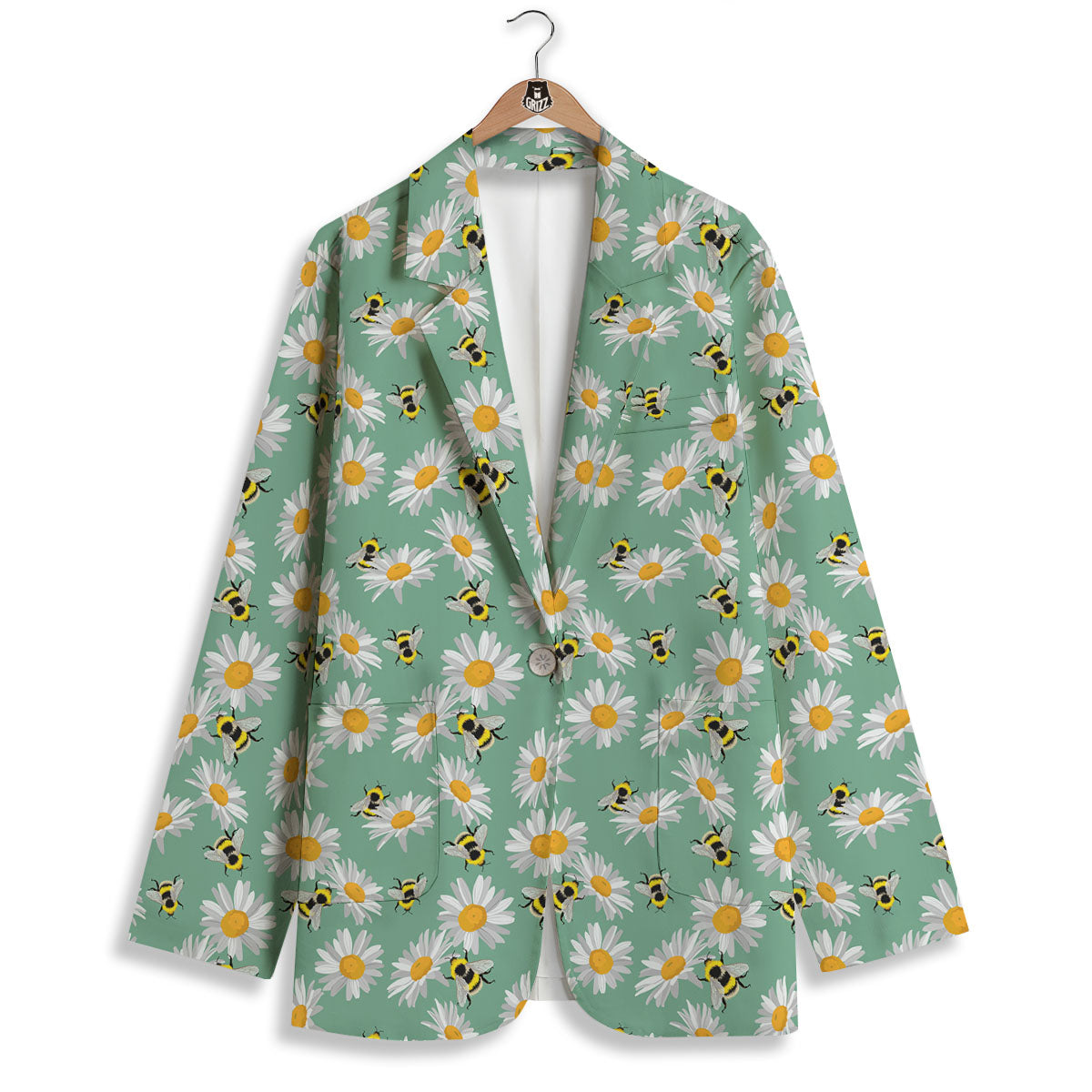 Bee Flower Print Pattern Women's Blazer-grizzshop