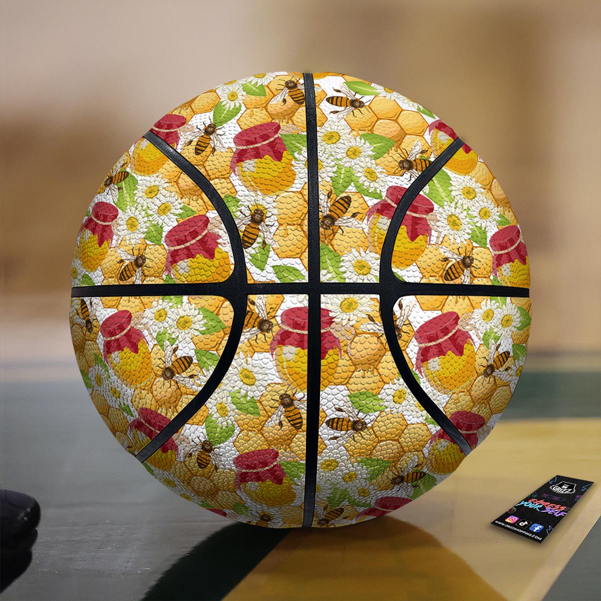 Bee Hive Sweet Honey Print Pattern Basketball