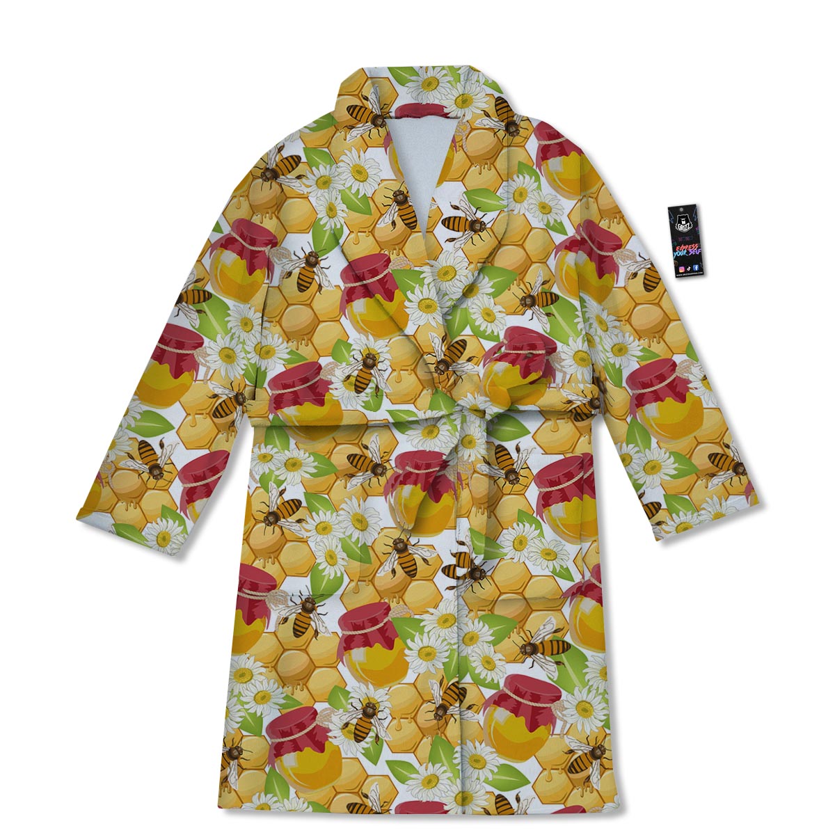 Bee Hive Sweet Honey Print Pattern Bathrobe-grizzshop