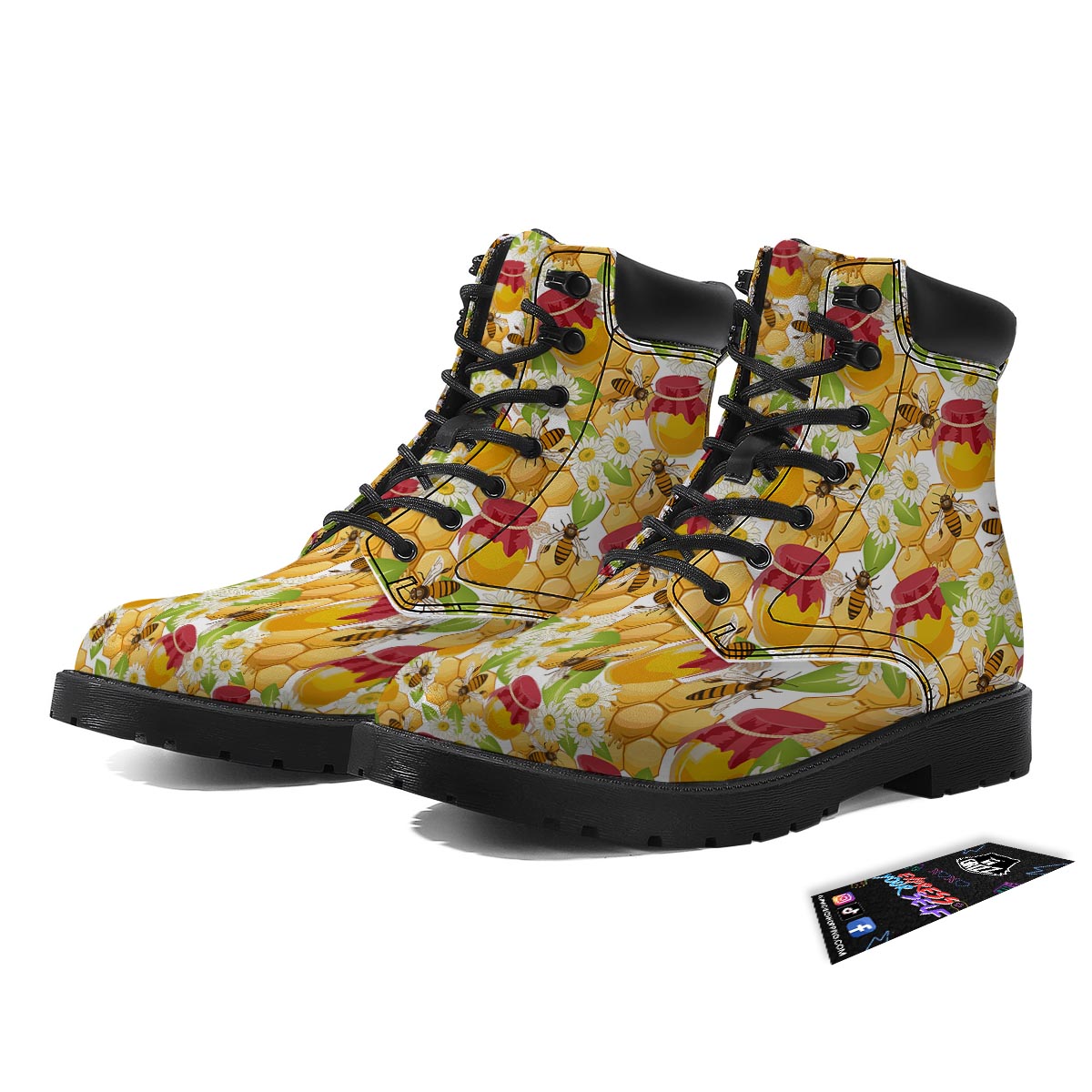 Bee Hive Sweet Honey Print Pattern Boots-grizzshop