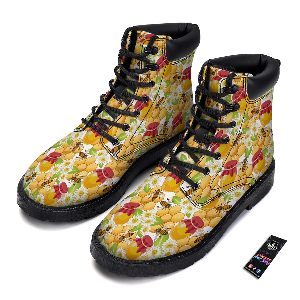 Bee Hive Sweet Honey Print Pattern Boots-grizzshop