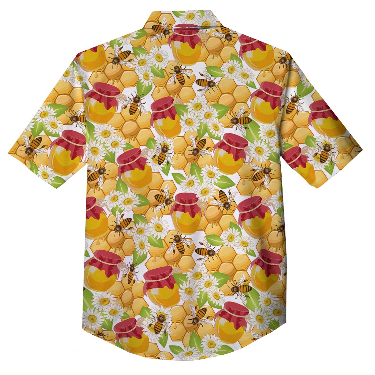 Bee Hive Sweet Honey Print Pattern Button Up Shirt-grizzshop