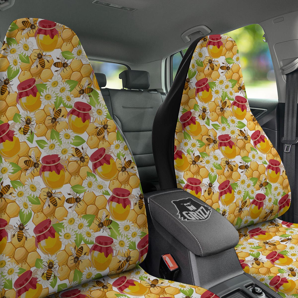 Bee Hive Sweet Honey Print Pattern Car Seat Covers-grizzshop