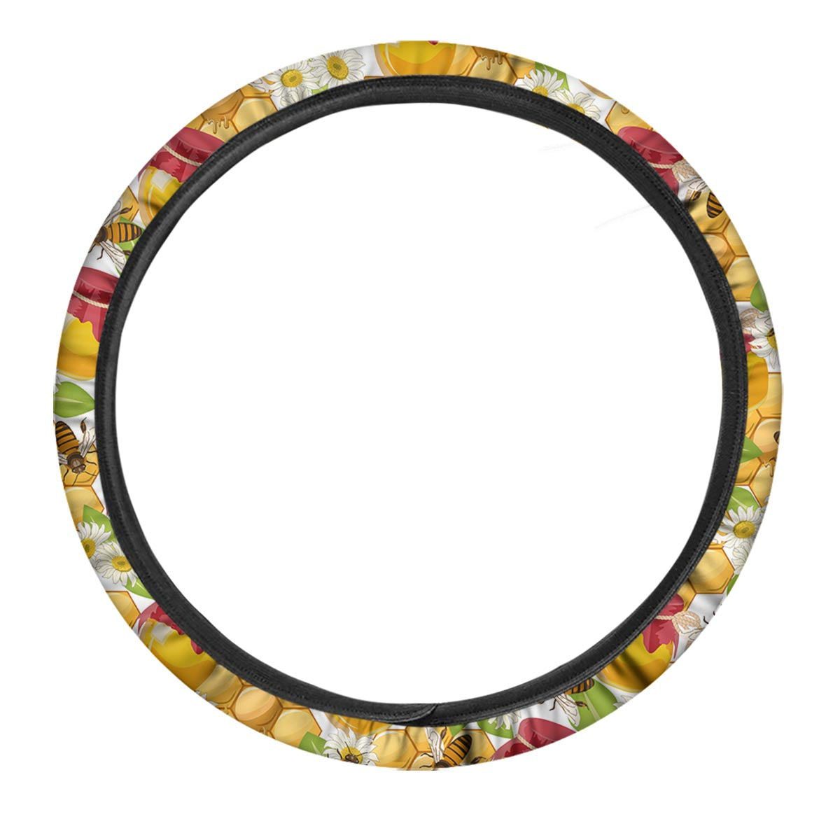 Bee Hive Sweet Honey Print Pattern Car Steering Wheel Cover-grizzshop
