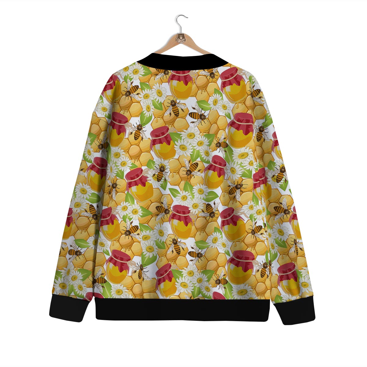 Bee Hive Sweet Honey Print Pattern Cardigan-grizzshop