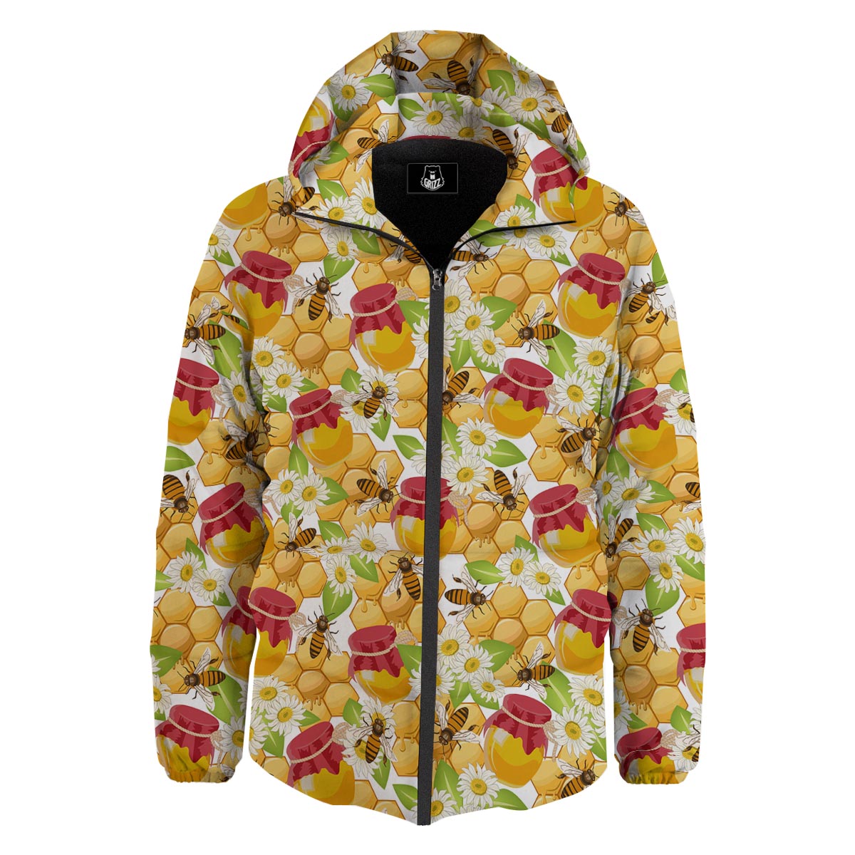 Bee Hive Sweet Honey Print Pattern Down Jacket-grizzshop