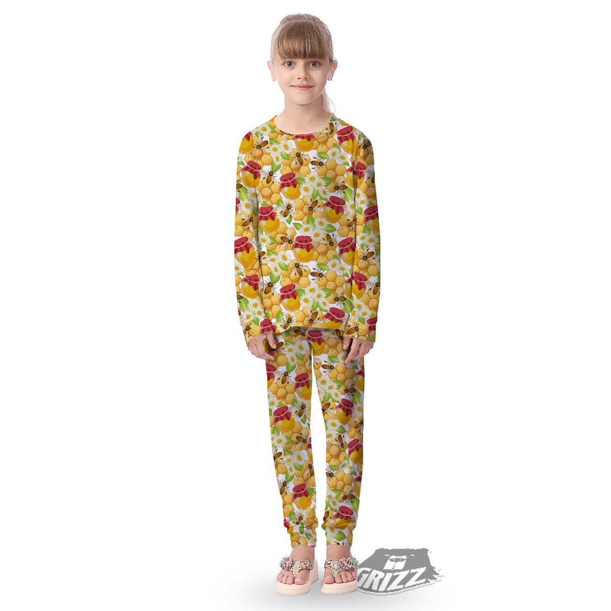 Bee Hive Sweet Honey Print Pattern Kid's Pajamas-grizzshop