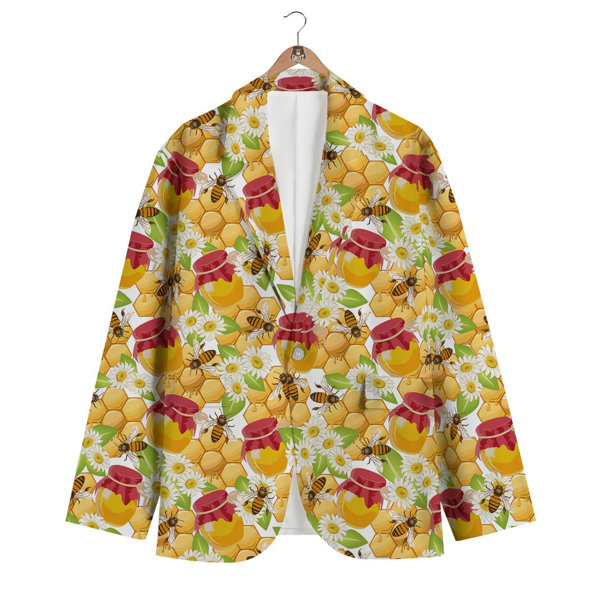 Bee Hive Sweet Honey Print Pattern Men's Blazer-grizzshop