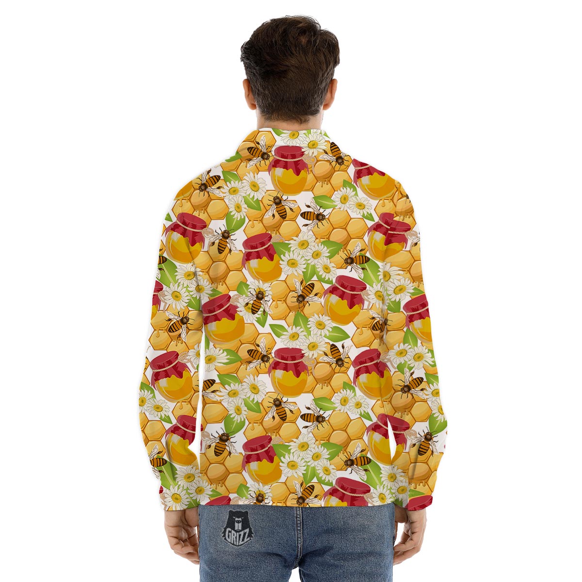 Bee Hive Sweet Honey Print Pattern Men's Dress Shirts-grizzshop