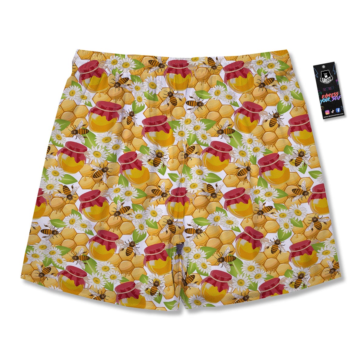 Bee Hive Sweet Honey Print Pattern Men's Running Shorts-grizzshop