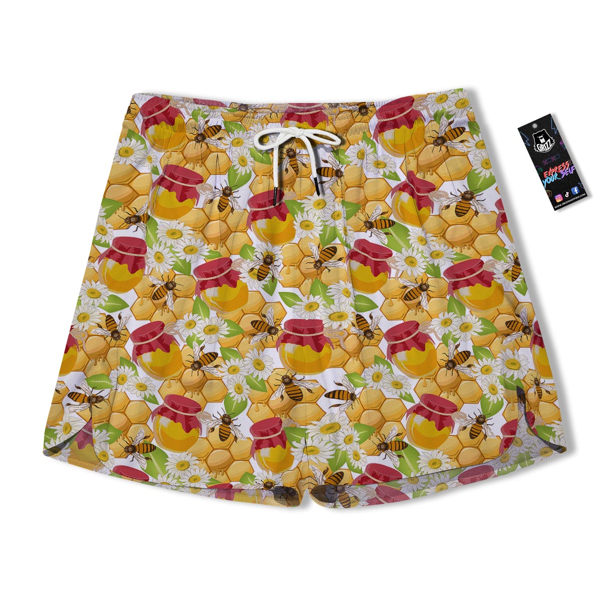 Bee Hive Sweet Honey Print Pattern Men's Running Shorts-grizzshop