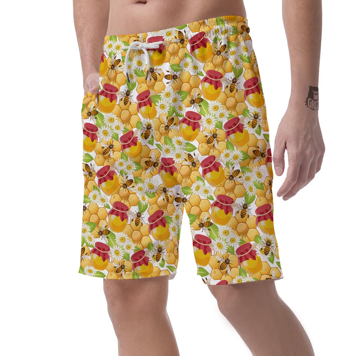 Bee Hive Sweet Honey Print Pattern Men's Shorts-grizzshop