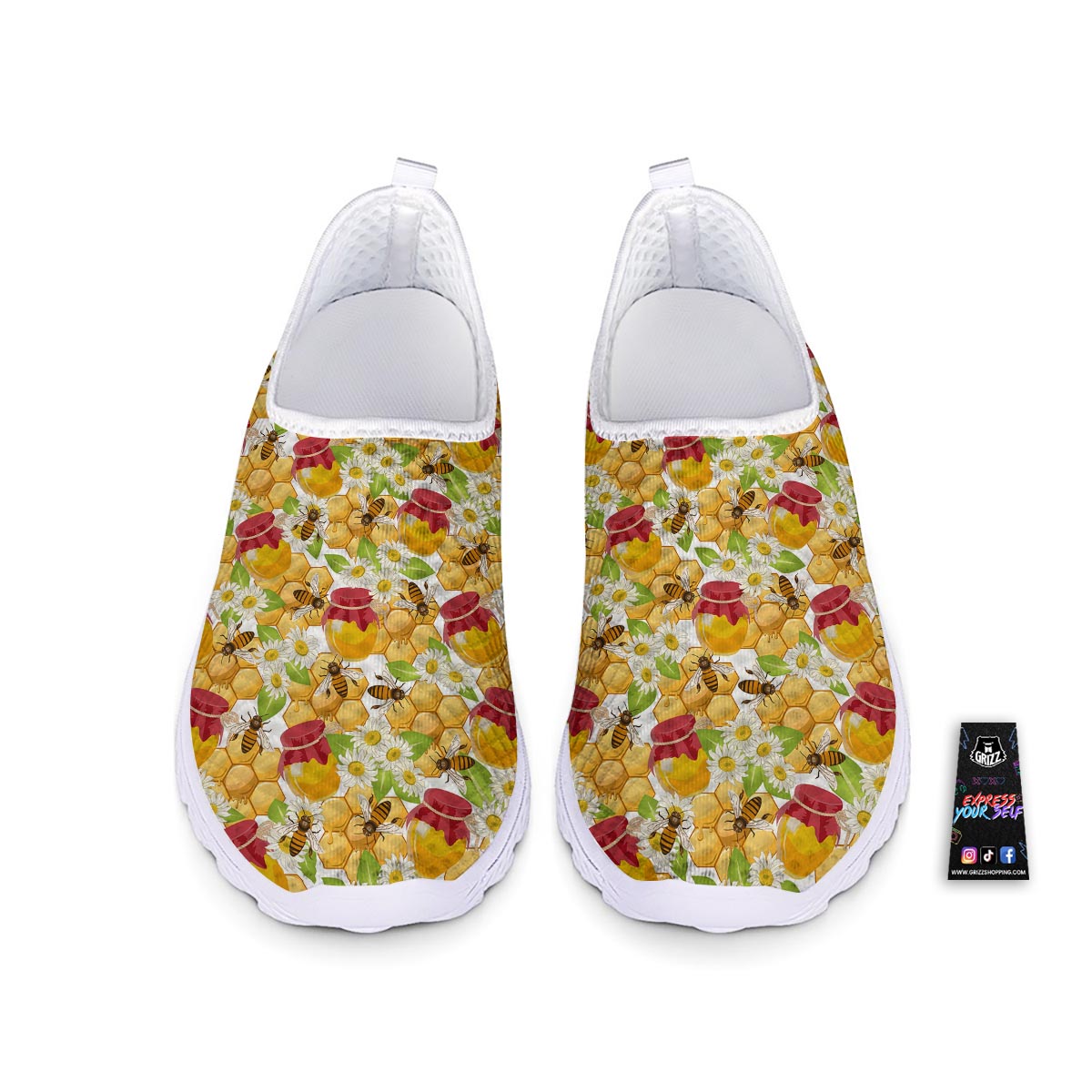 Bee Hive Sweet Honey Print Pattern Nurse Shoes-grizzshop